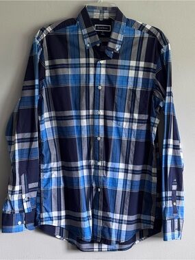 Club Room Blue Plaid Button-Down Shirt - Men's Size Medium